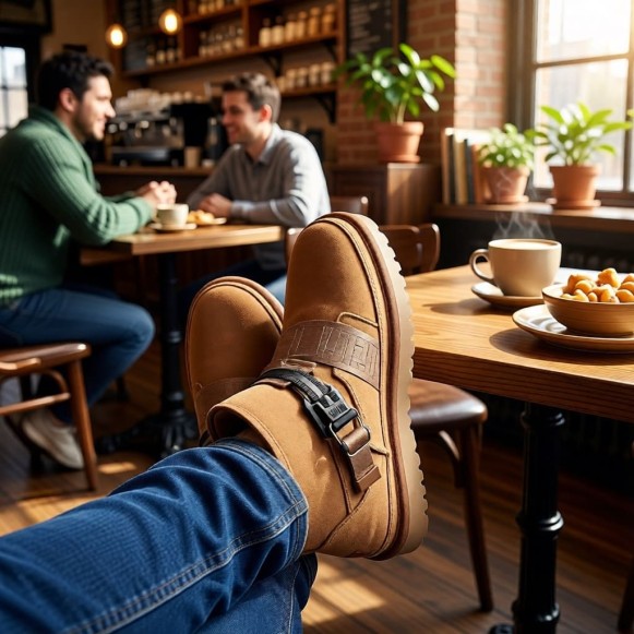 Мужские ультра короткие угги UGG Classic Ultra Mini Hybrid Strap Short Boots Chestnut