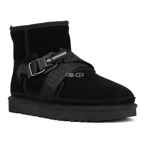Men`s UGG Classic Ultra Mini Hybrid Strap Short Boots Black