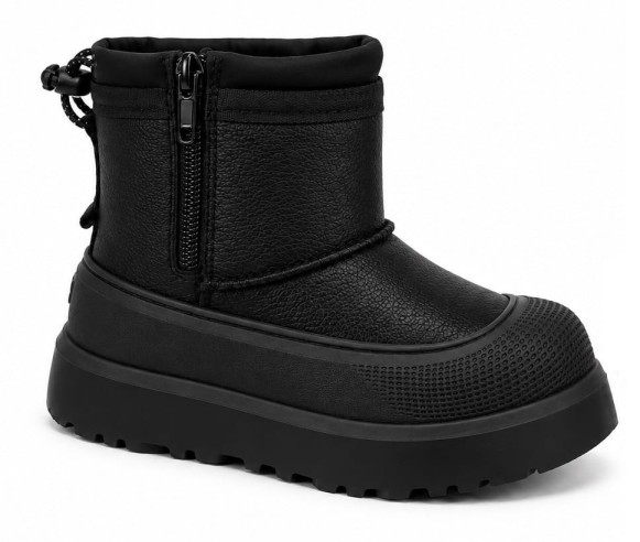 Детские мини угги UGG Kids Mini Weather Hybrid Black Leather