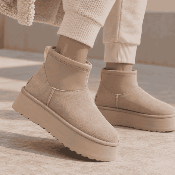 Женские мини угги на платформе Ugg Classic Mini Dipper Mustard Seed