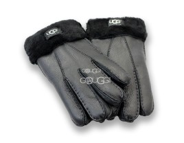 меховые перчатки мужские Leather Black