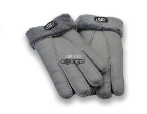 меховые перчатки мужские Leather Grey