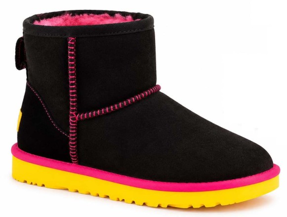 Женские непромокаемые мини угги Ugg Classic Mini II Black-Yellow