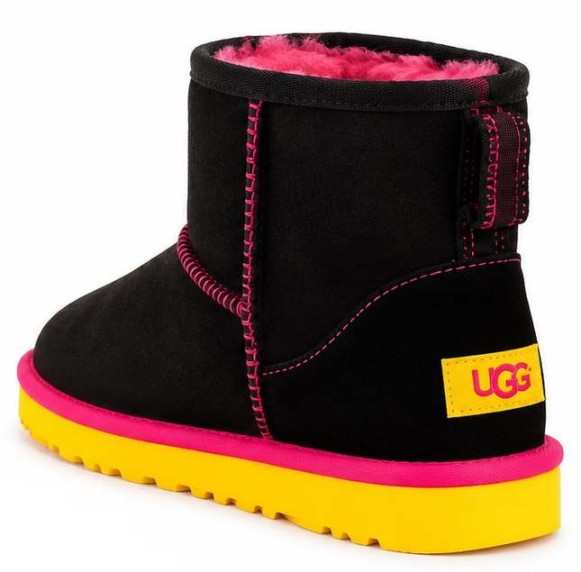 Женские непромокаемые мини угги Ugg Classic Mini II Black-Yellow