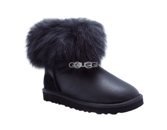 Mini Fox Fur Metallic Black