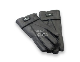 меховые перчатки мужские Leather Black 1