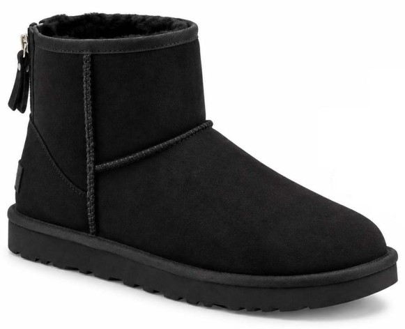 Мужские непромокаемые мини угги на молнии Ugg Mens Classic Mini Zip II Black