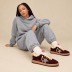 Женские зимние кеды Golden Goose Ball-Star Winter Brown Shearling With Silver Glitter Star