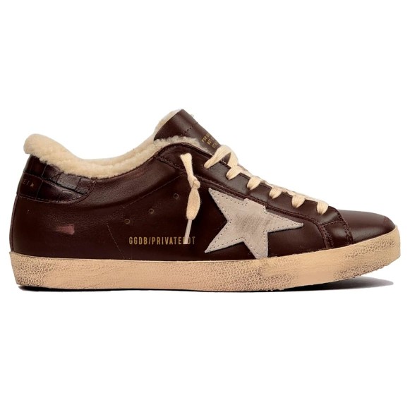 Мужские зимние кеды Golden Goose Super-Star Mens Winter Brown Shearling With Suede Star