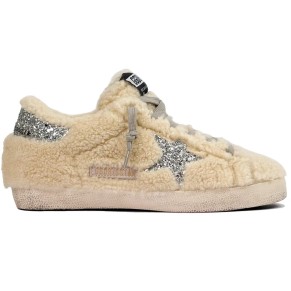 Golden Goose Super-Star Winter Beige Shearling Glittered