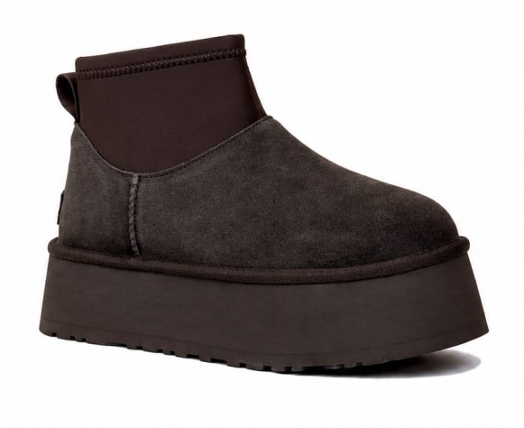 Женские мини угги на платформе Ugg Classic Mini Dipper Chocolate
